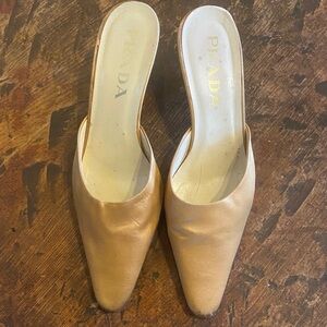Prada Women's gold satin Mules